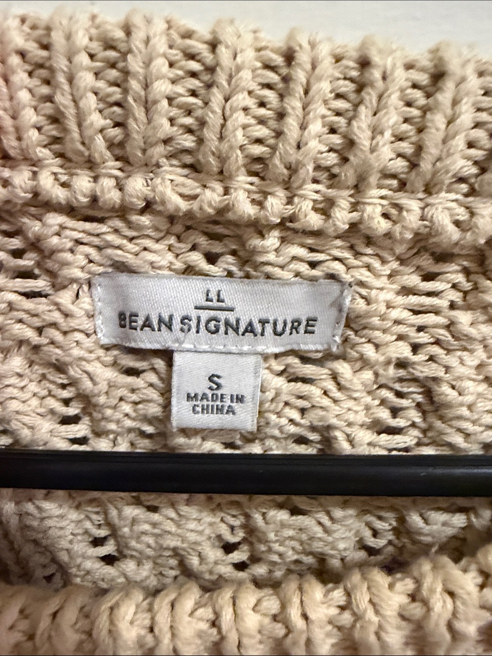 LL Bean Signature Cream Cable Knit Scoopneck Sweater - Picture 2 of 10